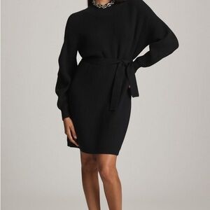 Maeve by Anthropologie Long-Sleeve Mock-Neck Tie-Waist Mini Dress